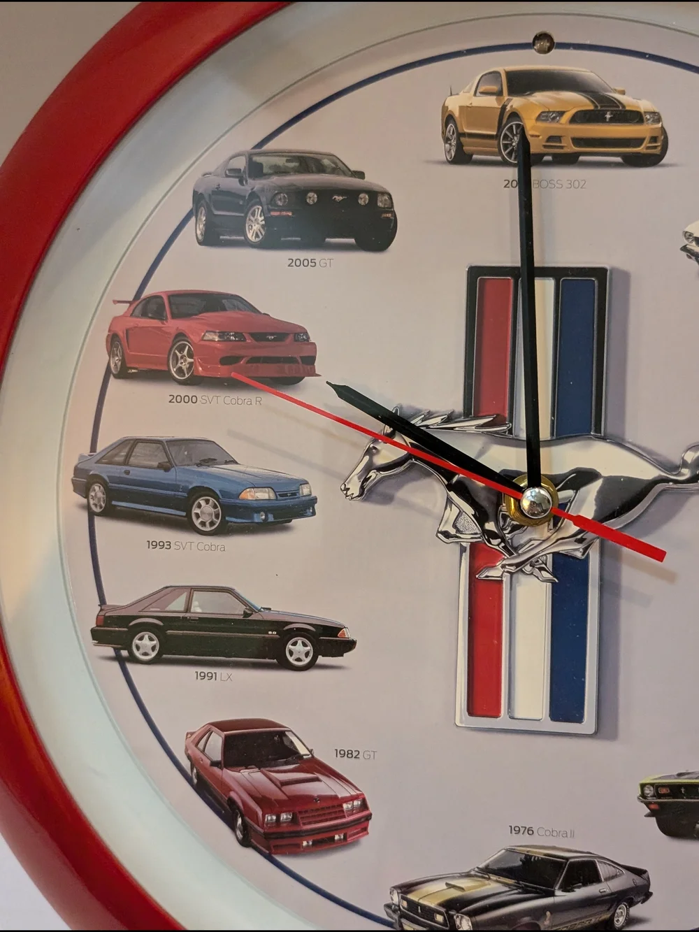 Red Mustang Heritage Wall Clock - Vintage Car Decor